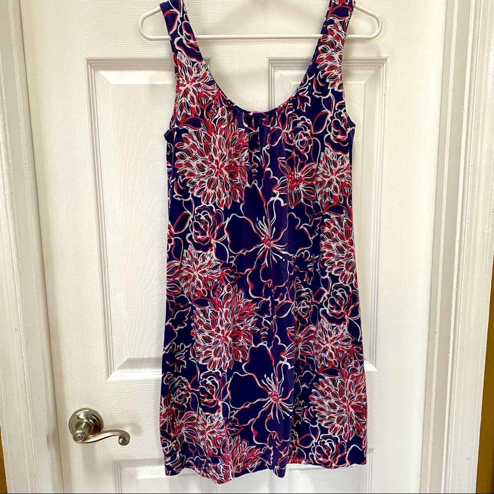 Lilly Pulitzer Navy Dress with Pink and White Floral Print